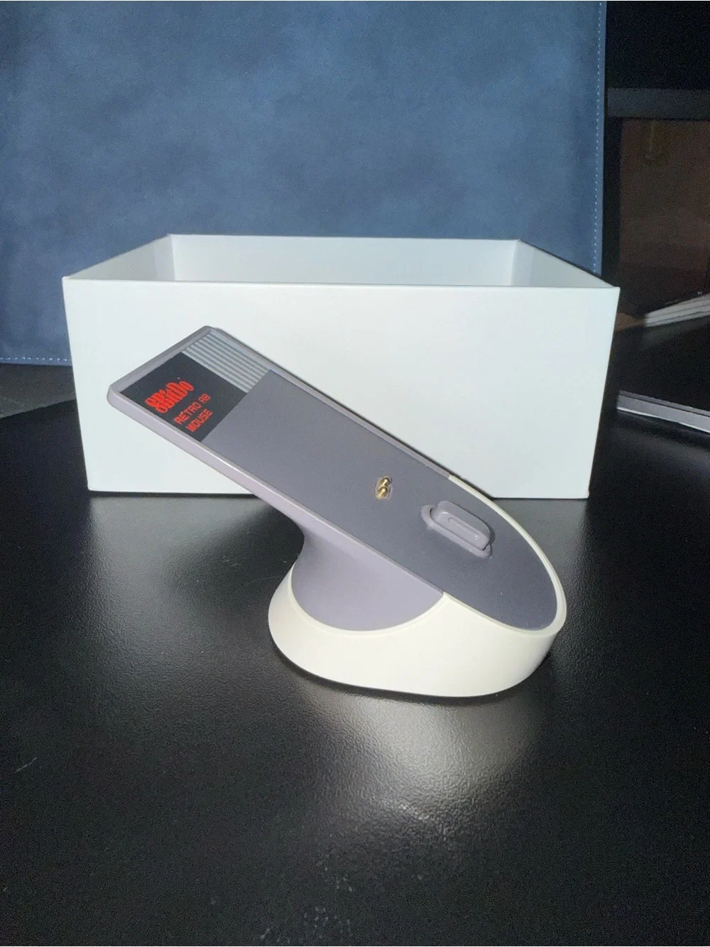 8BitDo Retro R8 Mouse in White with Gray & Red Accents